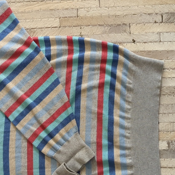 Peter Millar Soft Cotton/Silk/Cashmere 1/4 Zip Striped Sweater - Picture 5 of 7